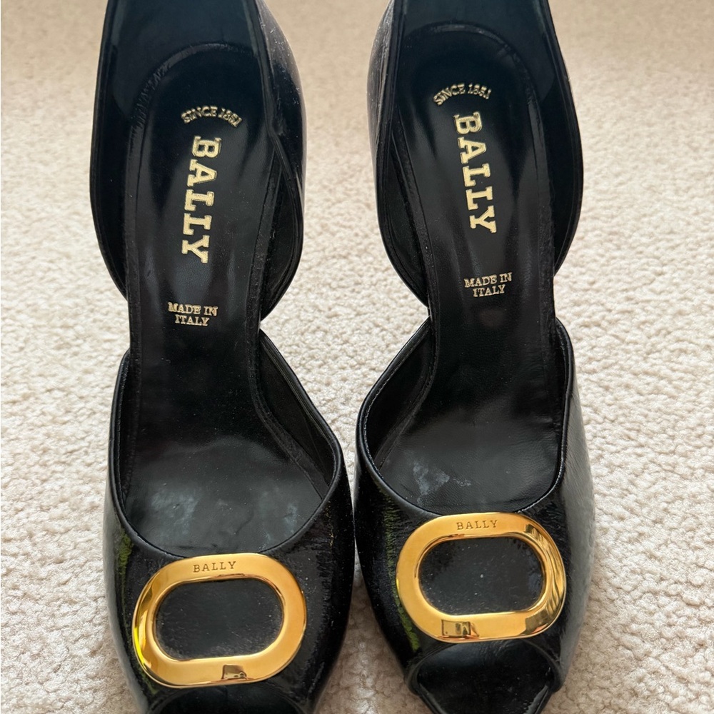 Bally Women's Heels in Black with Gold Detail